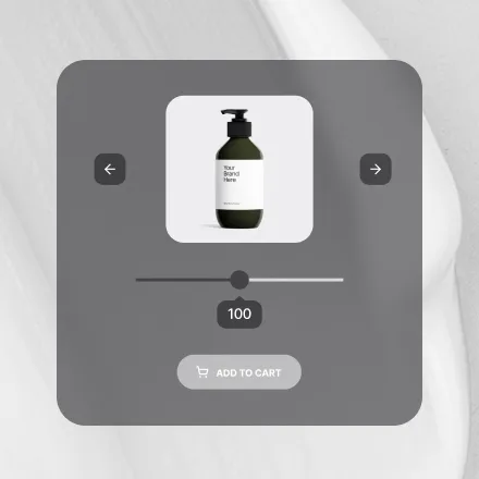 Mockup-Bildschirm mit einem Schieberegler für die Bestellmenge und einem Flaschensymbol.