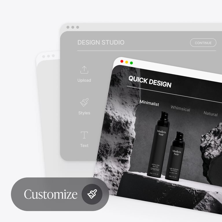 The Quick Design screen in the Selfnamed Design Studio