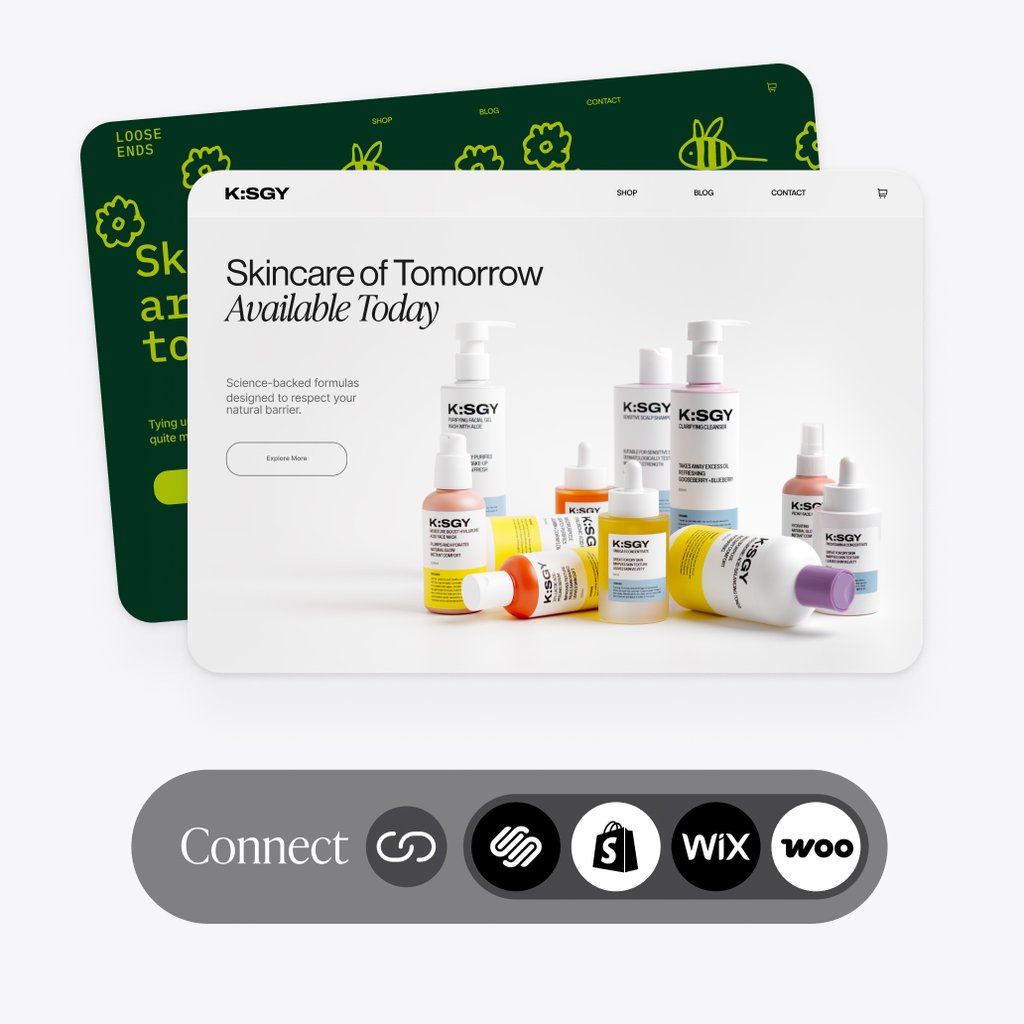 A skincare store connected to Selfnamed through Shopify, Squarespace, Wix or WooCommerce